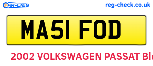 MA51FOD are the vehicle registration plates.