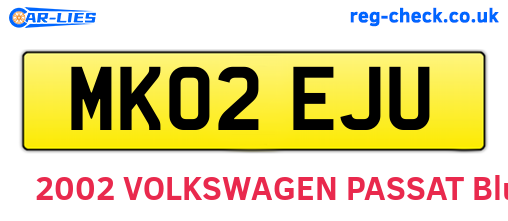 MK02EJU are the vehicle registration plates.