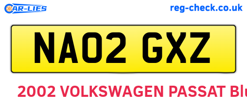 NA02GXZ are the vehicle registration plates.