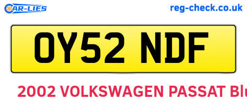 OY52NDF are the vehicle registration plates.