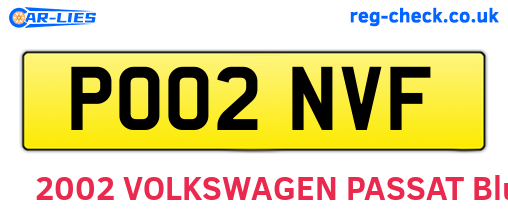 PO02NVF are the vehicle registration plates.