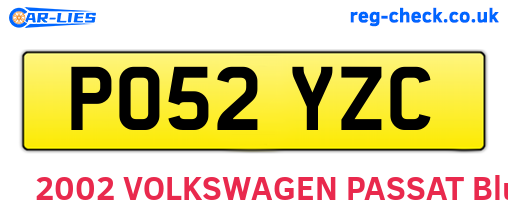PO52YZC are the vehicle registration plates.