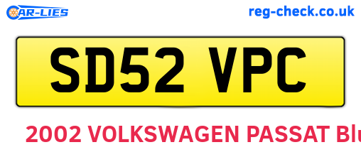 SD52VPC are the vehicle registration plates.