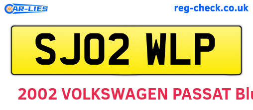 SJ02WLP are the vehicle registration plates.