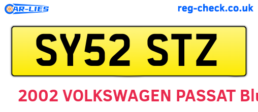 SY52STZ are the vehicle registration plates.