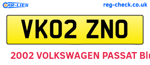 VK02ZNO are the vehicle registration plates.