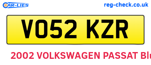 VO52KZR are the vehicle registration plates.