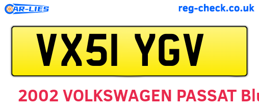 VX51YGV are the vehicle registration plates.