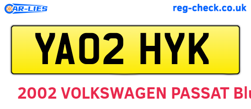 YA02HYK are the vehicle registration plates.
