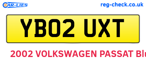 YB02UXT are the vehicle registration plates.