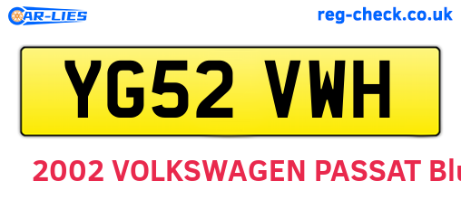 YG52VWH are the vehicle registration plates.