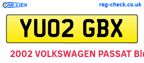 YU02GBX are the vehicle registration plates.