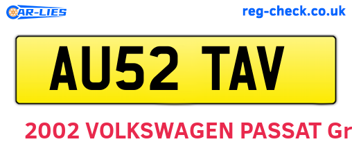 AU52TAV are the vehicle registration plates.