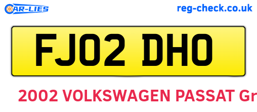 FJ02DHO are the vehicle registration plates.