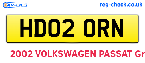 HD02ORN are the vehicle registration plates.