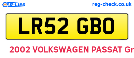 LR52GBO are the vehicle registration plates.