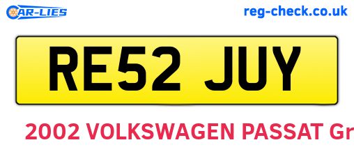 RE52JUY are the vehicle registration plates.