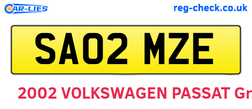 SA02MZE are the vehicle registration plates.