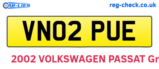 VN02PUE are the vehicle registration plates.