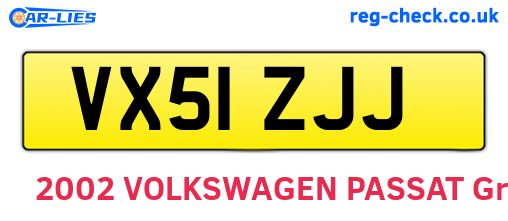 VX51ZJJ are the vehicle registration plates.