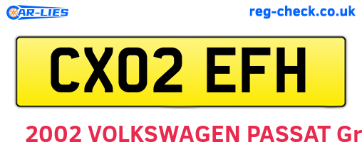 CX02EFH are the vehicle registration plates.