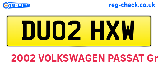 DU02HXW are the vehicle registration plates.
