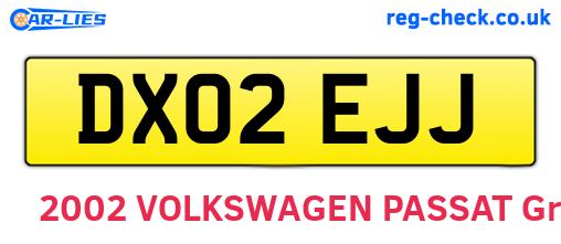 DX02EJJ are the vehicle registration plates.