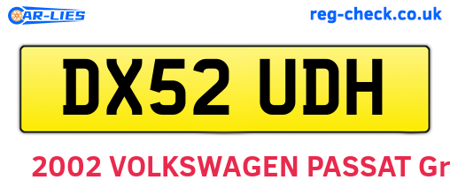 DX52UDH are the vehicle registration plates.