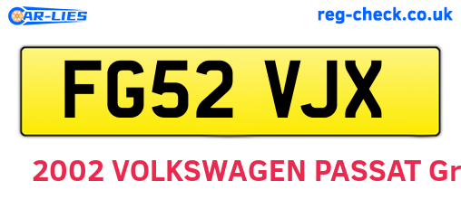 FG52VJX are the vehicle registration plates.