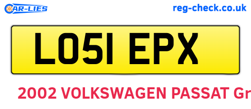 LO51EPX are the vehicle registration plates.