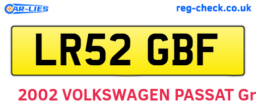 LR52GBF are the vehicle registration plates.