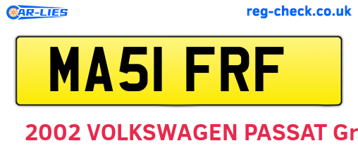 MA51FRF are the vehicle registration plates.