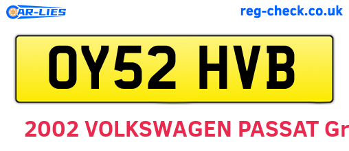 OY52HVB are the vehicle registration plates.