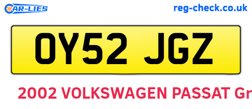 OY52JGZ are the vehicle registration plates.