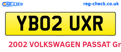 YB02UXR are the vehicle registration plates.