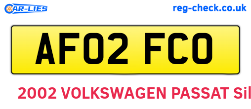 AF02FCO are the vehicle registration plates.