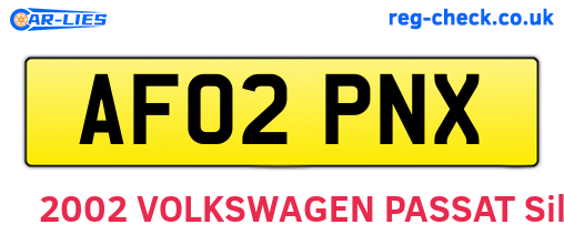AF02PNX are the vehicle registration plates.