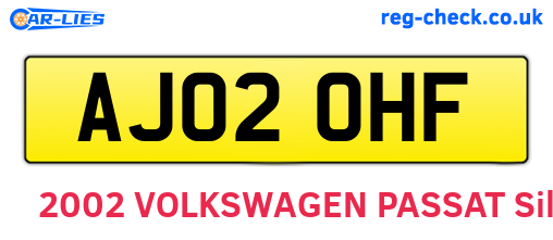 AJ02OHF are the vehicle registration plates.