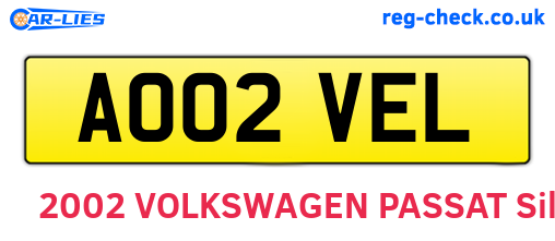 AO02VEL are the vehicle registration plates.