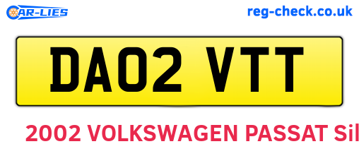 DA02VTT are the vehicle registration plates.
