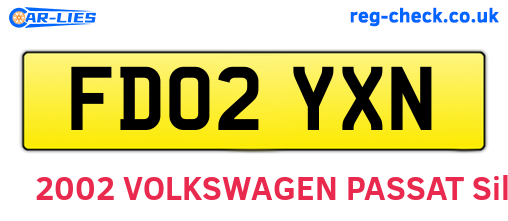 FD02YXN are the vehicle registration plates.