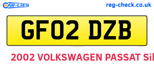 GF02DZB are the vehicle registration plates.