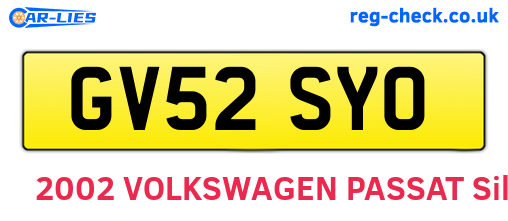 GV52SYO are the vehicle registration plates.