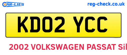 KD02YCC are the vehicle registration plates.