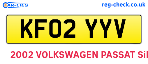 KF02YYV are the vehicle registration plates.