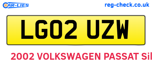 LG02UZW are the vehicle registration plates.