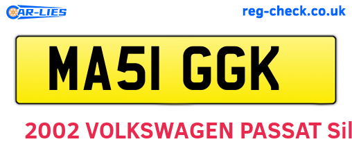 MA51GGK are the vehicle registration plates.