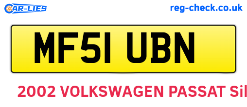 MF51UBN are the vehicle registration plates.