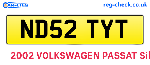ND52TYT are the vehicle registration plates.