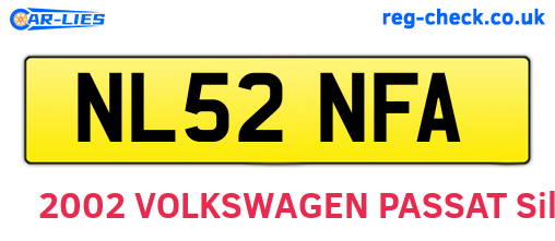 NL52NFA are the vehicle registration plates.